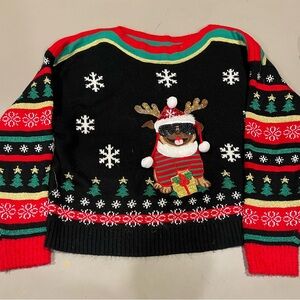 Holiday Pug Sweater in Black and Red